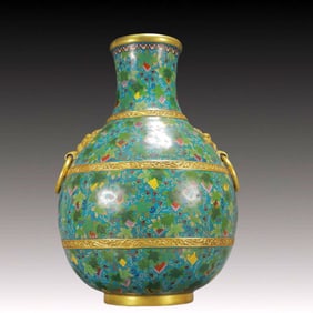 A Huge Cloisonne Grapes Pattern Double-Ears Vase