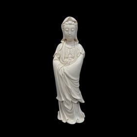 A Solemn Blance-De-Chine Statue of Avalokitesvara