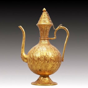 A Rare Gilt Bronze Dragon Pattern Ewer