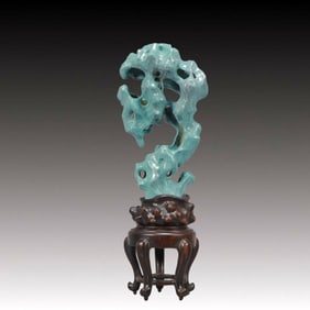 An Exquisite Robin's-Egg-Glazed Rockery Ornament