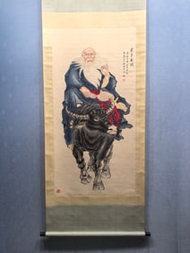 A Chinese Vertical Scroll Ink Painting of Figure on Paper,Hong Yi