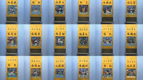 A Set of Chinese Vertical Scroll Ink Painting of Auspicious Beast on Silk,Lang Shining