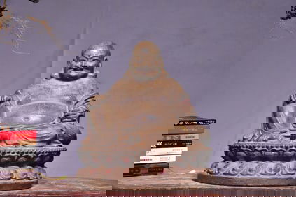 blue stone Painted Color Mile Maitreya Buddha Statue