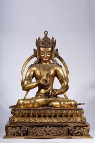 A Rare Gilt Bronze Inlaid Gems Statue of Vajrasattva