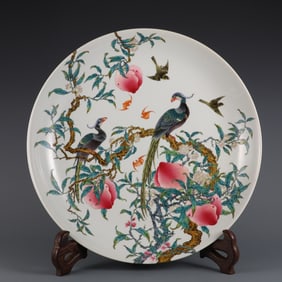 A Exquisite Famille-Rose Flower and Bird Pattern Plate