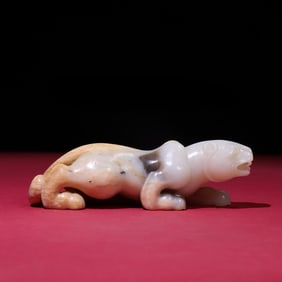 A Rare White Jade Hetian Jade Tiger