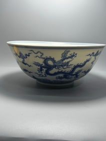 A Exquisite Blue and White Dragon Pattern Bowl