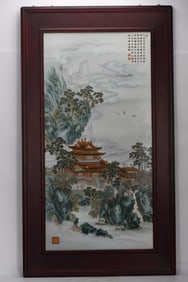 A Exquisite Famille-Rose Landscape Pattern Porcelain Plate