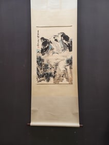 A Chinese Vertical Scroll Ink Painting of Flower and Bird on Paper
