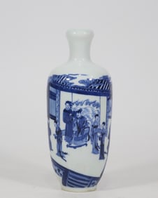 A Exquisite Blue and White Character and Story Pattern Vase