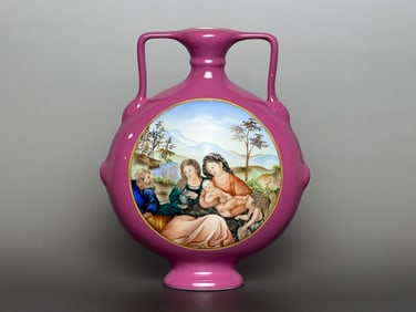 A Exquisite Ruby Red-Glazed Figures Pattern Vase