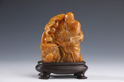 Shoushan Stone Tianhuang Stone Statue of Arhat Ornament