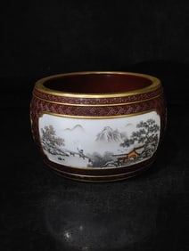 A Exquisite Stone Pattern Glazed Ink Color Landscape Pattern Brush Washer