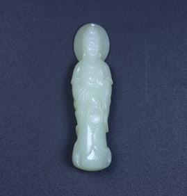 A Exquisite Hotan Jade Avalokitesvara Statue