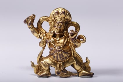 A Rare Gilt Bronze Statue of Vajrapani