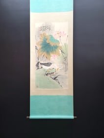 A Chinese Vertical Scroll Ink Painting of Flower and Bird on Paper