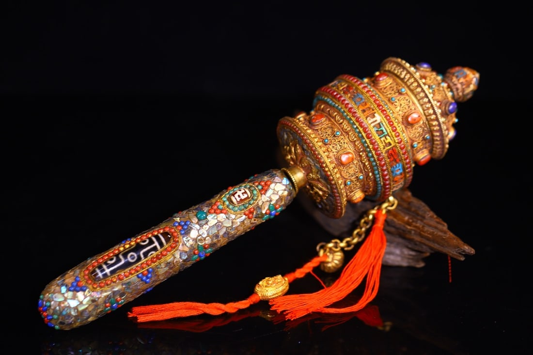 A Exquisite Gilt Silver Cloisonne Inlaid Gems Ornament,With Inscription (1 of 9)