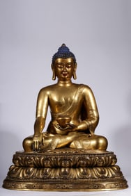 A Rare Gilt Bronze Statue of Sakyamuni