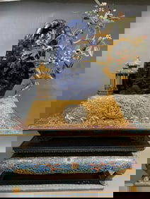 A Exquisite Cloisonne Inlaid Hotan Jade Landscape and Figures Pattern Ornament