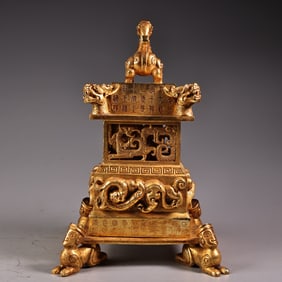 A Set of Exquisite Gilt Bronze Dragon and Phoenix Seal