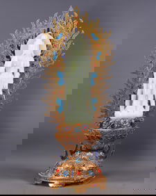 A Exquisite Filigree Gilt Inlaid Hotan Jade Buddha Statue