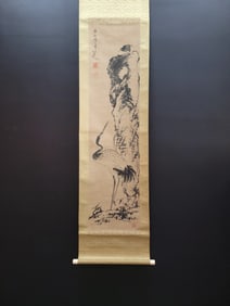 A Chinese Vertical Scroll Ink Painting of Flower and Bird on Paper