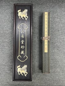 A Chinese Hand Scroll Ink Buffalo Painting on Silk