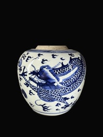 A Exquisite Blue and White Dragon Pattern Jar