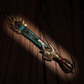 A Exquisite Gilt Bronze Auspicious Beast Sword