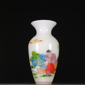 A Rare Famille-Rose Character and Story Pattern Vase