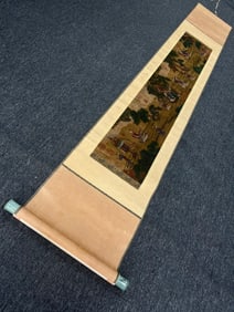 A Chinese Hand Scroll Ink Figure Painting on Silk