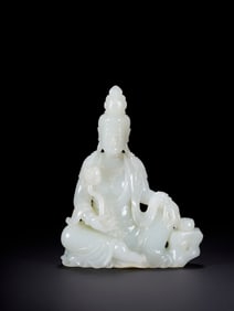 A Rare Hotan Jade Avalokitesvara Ornament