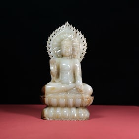 A Rare Hetian Jade Statue of Sakyamuni