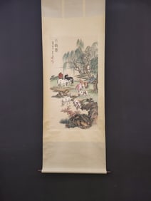 A Chinese Vertical Scroll Ink Painting of Horse on Paper
