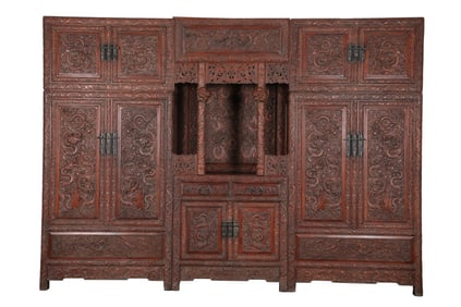 A Huge Huanghuali Wood Dragon Pattern Cabinet