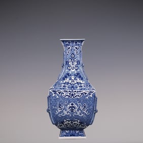 An Exquisite Blue and White Beast-Face Pattern Vase