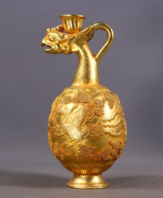 An Exquisite Gilt Bronze Phoenix Pattern Ewer
