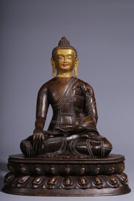 An Exquisite Bronze Inlaid Gold and Silver Statue of Sakyamuni