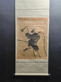A Chinese Vertical Scroll Ink Painting of Flower and Bird on Paper