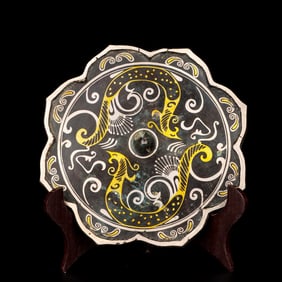 An Exquisite Bronze Inlaid Gold and Silver Mirror