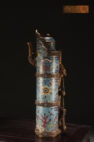 An Exquisite Cloisonne Lotus Pattern Seawater Pattern Bats and Peach Pattern Eight Treasures Pattern