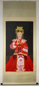 A Chinese Vertical Scroll Ink Painting of Figure on Silk