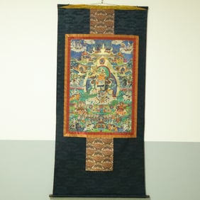An Exquisite Brocade Painted Color Statue of Mammon Tangka