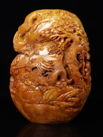 An Exquisite Shoushan Stone Dragon Pattern Ornament
