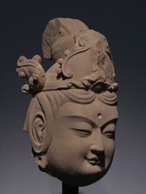 An Exquisite Limestone Statue of Bodhisattva Buddha head