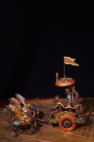 An Exquisite Bronze Inlaid Gems Carriage Ornament