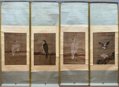 A Chinese Vertical Scroll Ink Painting of Flower and Bird on Paper