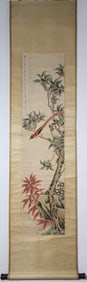 A Chinese Vertical Scroll Ink Painting of Flower and Bird on Paper
