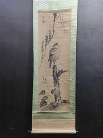 A Chinese Vertical Scroll Ink Painting of Flower and Bird on Paper