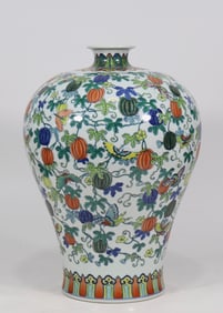 An Exquisite Doucai Blue and White Flower and Fruit Pattern Vase